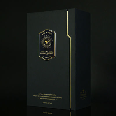 Custom Luxury Wine Packaging Pull-out Box Matte Black Pull Out Drawer Metal Label Premium Packaging