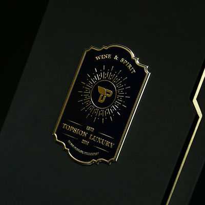 Custom Luxury Wine Packaging Pull-out Box Matte Black Pull Out Drawer Metal Label Premium Packaging