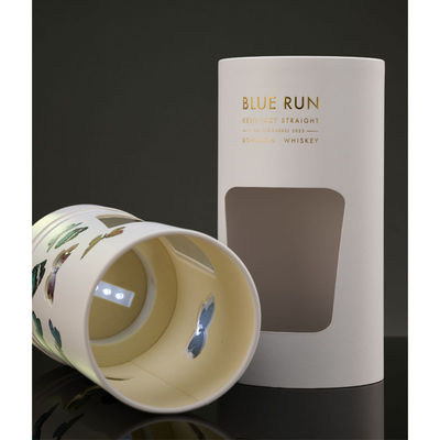 Rotatable Display Luxury Wine Bottle Tube Box Packaging With Clear Window LED Light Velvet