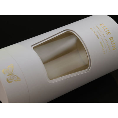 Rotatable Display Luxury Wine Bottle Tube Box Packaging With Clear Window LED Light Velvet
