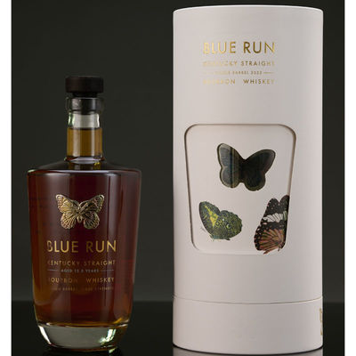 Rotatable Display Luxury Wine Bottle Tube Box Packaging With Clear Window LED Light Velvet