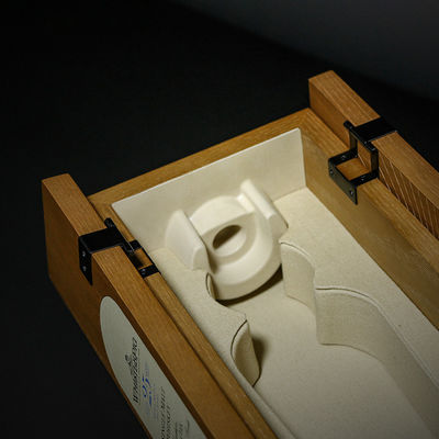 Luxury Wooden Wine Packaging Box Recycled Custom Logo For Single Bottle Packaging EVA Insert Metal Label