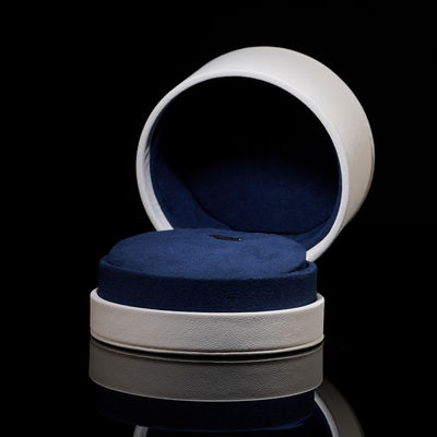 White Round Luxury Velvet Engagement Ring Box Jewelry Idea Gift Box