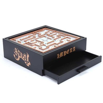 Custom Luxury Wooden Box Entertainment Packaging With Laser Engraved Logo Drawer Structure