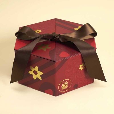 Customized Premium Chocolate Gift Packaging Rigid Box With Ribbon Closure