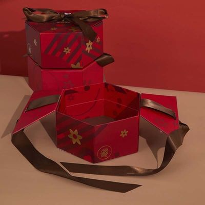 Customized Premium Chocolate Gift Packaging Rigid Box With Ribbon Closure