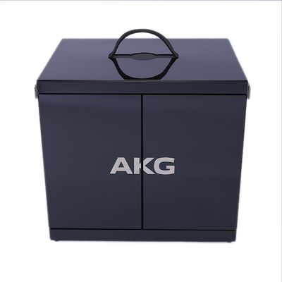 Double Open Door Portable Metal Acrylic Suitcase Desktop Headphone Display Racks Earphone Stand