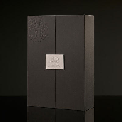 Glitter Magnetic Rigid Luxury Wine Bottle Packaging Cardboard Double Open Handmade Gift Box EVA Insert