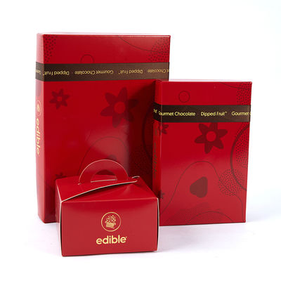 Handmade Red Small Gift Packaging Box With Foldable Base Lid And Handle