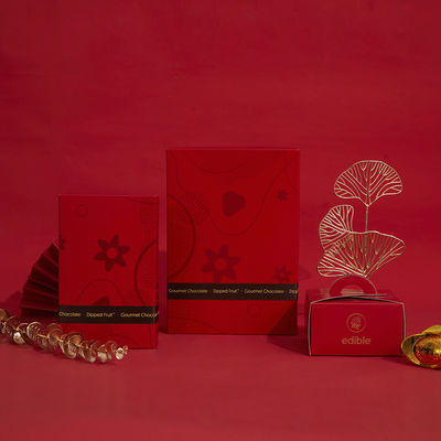 Handmade Red Small Gift Packaging Box With Foldable Base Lid And Handle