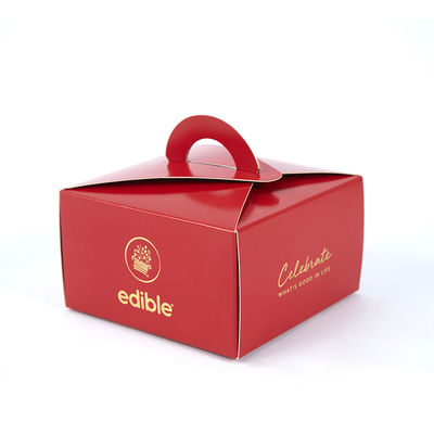 Handmade Red Small Gift Packaging Box With Foldable Base Lid And Handle