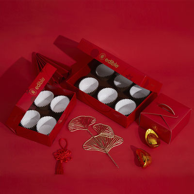 Handmade Red Small Gift Packaging Box With Foldable Base Lid And Handle