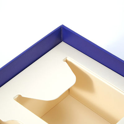 Recyclable Luxury Blue Paper Shoulder Rigid Wine Packing Gift Box EVA Insert Hot Stamping