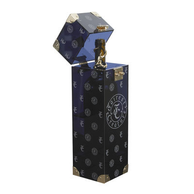 Black Acrylic Lid Hinge Base Cleamshell Tall Wine Packaging Box With Metal GoldenBottles Gift Box Set