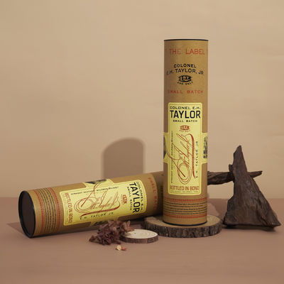 Competitive Prices Paper Cylinder Wine Bottle Tube Packaging Box Round Wine Gift Box With Metal Lid