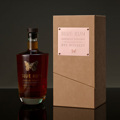 Custom Premium Wine Packaging Leather Box Unique Rotate Open Whiskey Wooden Heart Box With Window Metal Label