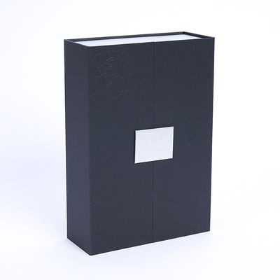 Glitter Magnetic Rigid Luxury Wine Bottle Packaging Cardboard Double Open Handmade Gift Box EVA Insert