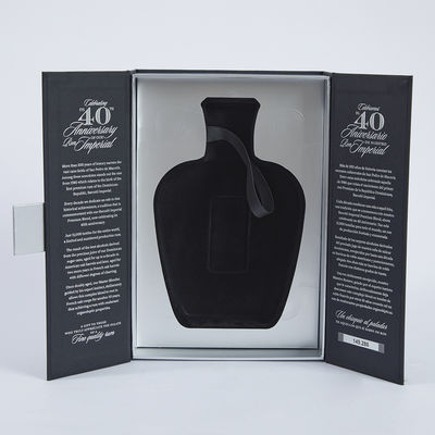 Glitter Magnetic Rigid Luxury Wine Bottle Packaging Cardboard Double Open Handmade Gift Box EVA Insert