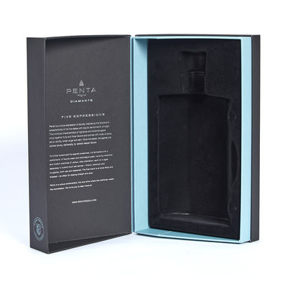 Soft Touch Matte Black Wine Packaging Box Custom Rigid Paper Clamshell Cover Foldable Box