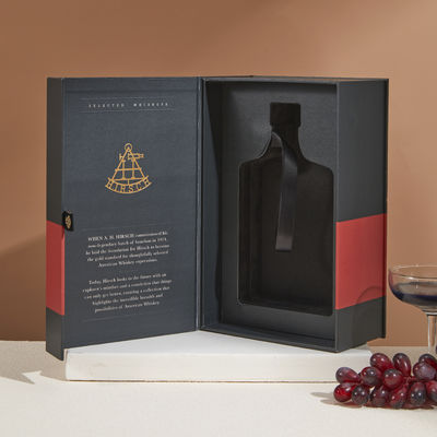 Luxury Clamshell Wine Packaging Box Magnetic Rigid Cardboard Paper Whiskey Gift Box Embossed Logo