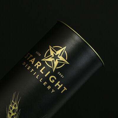 Custom Cylindrical Tall Round Black Wine Tin Can Packaging Tube Box Metal Container Tinplate Canister for Bottle