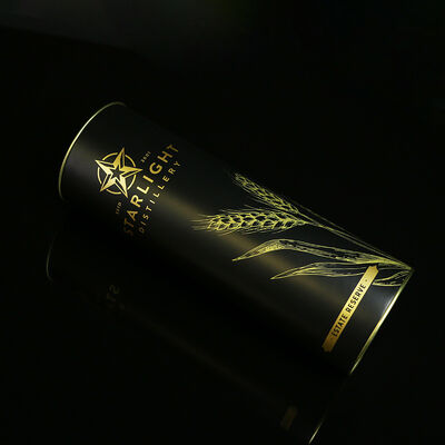 Custom Cylindrical Tall Round Black Wine Tin Can Packaging Tube Box Metal Container Tinplate Canister for Bottle