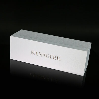 Luxury Rectangular White Textured Magnetic Rigid Box Embossing Stamping Packaging with Insert for Premium Products
