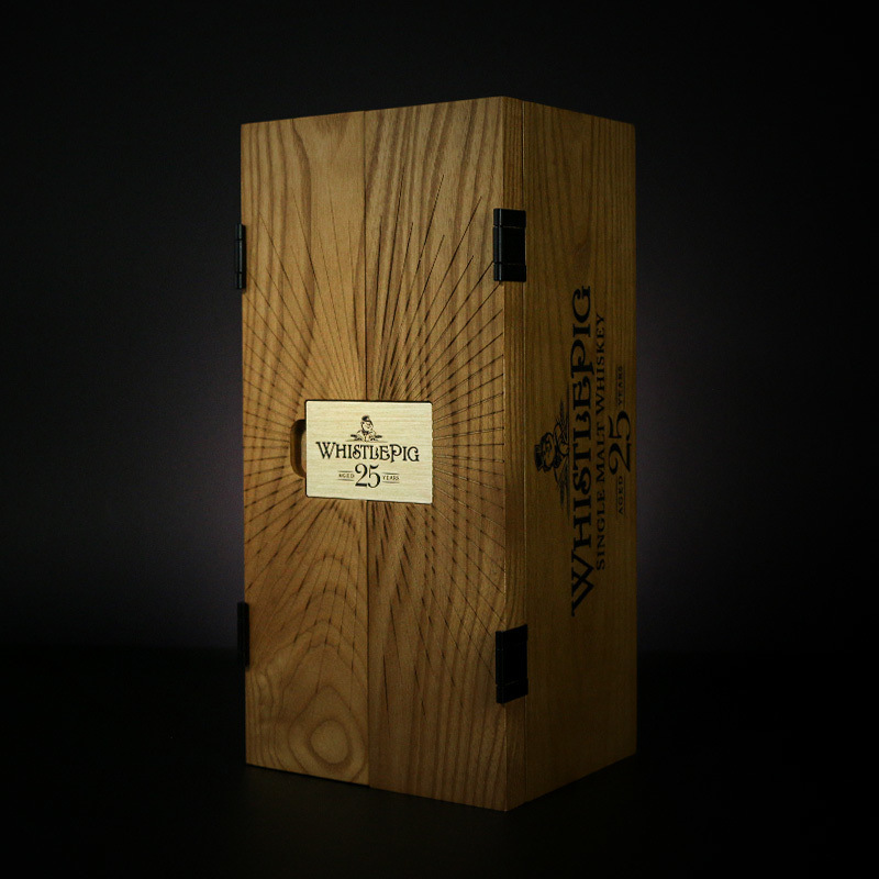 Luxury Wooden Wine Packaging Box Recycled Custom Logo For Single Bottle Packaging EVA Insert Metal Label