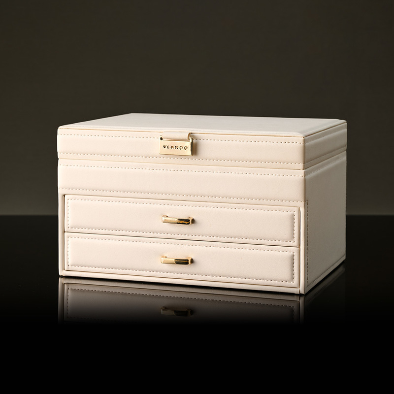 Multi Layer Portable Leather Stackable Jewelry Storage Boxes Classic Collection Packaging