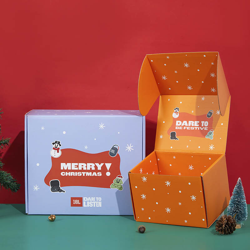 Christams Festival Folding Handmade Holographic Mailer Shipping Custom Corrugated Box