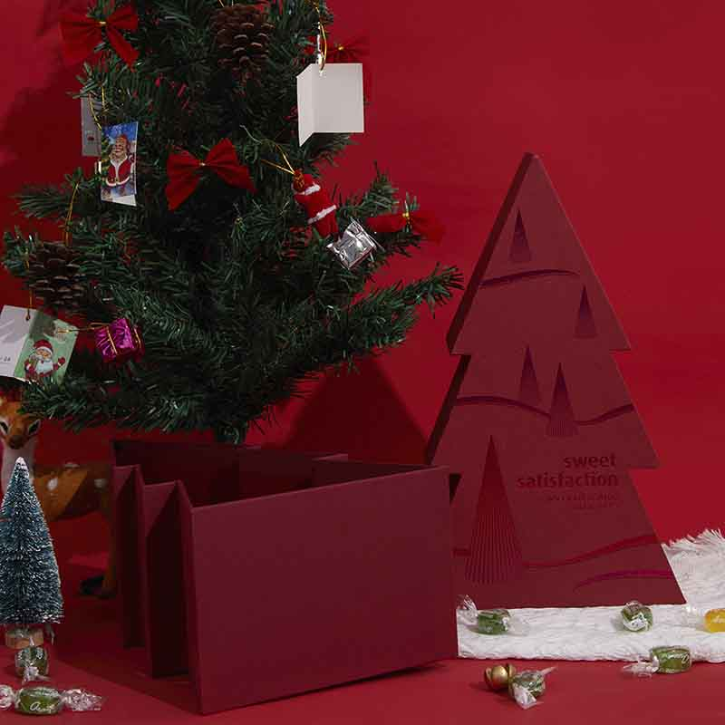 Handmade Innovative Candy Storage Box Tree Shaped Paper Red Cardboard Gift Packaging Box